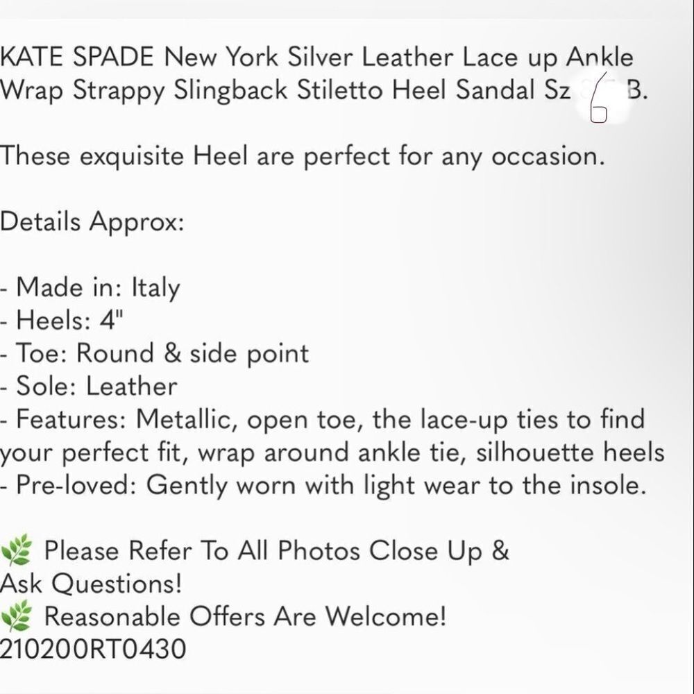 Kate Spade Platinum Python Ankle Wrap Strappy Sti… - image 3